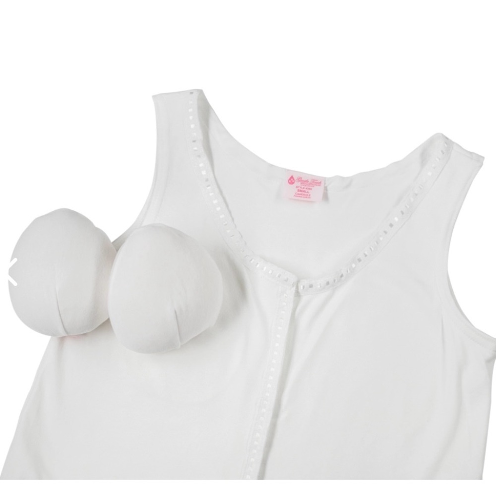 MASTECTOMY CAMISOLE Holds Drains Gentle Touch #369 Sixe XL White New